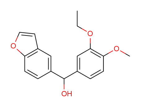 Molecular Structure of 878495-90-0 (5-Benzofuranmethanol, a-(3-ethoxy-4-methoxyphenyl)-)