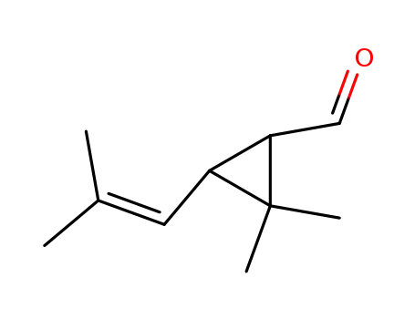 Molecular Structure of 7427-85-2 (Cyclopropanecarboxaldehyde, 2,2-dimethyl-3-(2-methyl-1-propenyl)-)