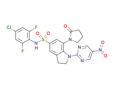 N-(4-chloro-2,6-difluorophenyl)-1-(5-nitropyrimidin-2-yl)-7-(2-oxopyrrolidin-1-yl)-2,3-dihydro-1H-indole-5-sulfonamide