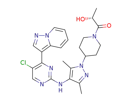 (2R)-1-[4-(4-{[5-chloro-4-(pyrazolo[1,5-a]pyridin-3-yl)-2-pyrimidinyl]amino}-3,5-dimethyl-1H-pyrazol-1-yl)-1-piperidinyl]-2-hydroxy-1-propanone