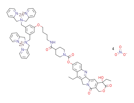 (4S)-4,11-diethyl-4-hydroxy-3,14-dioxo-3,4,12,14-tetrahydro-1H-pyrano [3′,4′:6,7]indolizino[1,2-b]quinolin-9-yl 4-{[4-(3,5-bis{[bis(pyridin-2-ylmethyl)amino]methyl}phenoxy)butyl]carbamoyl}piperidine-1-carboxylate·2[Zn(NO3)2]