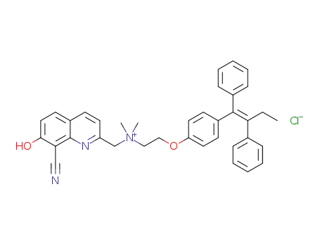 (Z)-N-((8-cyano-7-hydroxyquinolin-2-yl)methyl)-2-(4-(1,2-diphenylbut-1-en-1-yl)phenoxy)-N,N-dimethylethanaminium chloride
