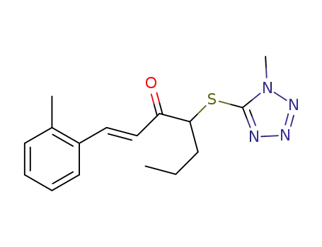 (E)-4-((1-methyl-1H-tetrazol-5-yl)thio)-1-(o-tolyl)hept-1-en-3-one
