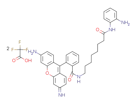 2-(8-(2-(6-amino-3-iminio-3H-xanthen-9-yl)benzamido)octanamido) benzenaminium 2,2,2-trifluoroacetate
