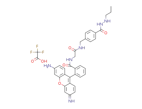6-amino-9-(2-((2-oxo-2-((4-(2-propylhydrazine-1-carbonyl)benzyl)amino)ethyl) carbamoyl)phenyl)-3H-xanthen-3-iminium 2,2,2-trifluoroacetate