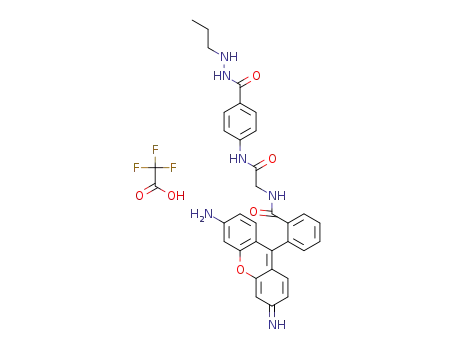 6-amino-9-(2-((2-oxo-2-((4-(2-propylhydrazine-1-carbonyl)phenyl)amino)ethyl) carbamoyl)phenyl)-3H-xanthen-3-iminium 2,2,2-trifluoroacetate
