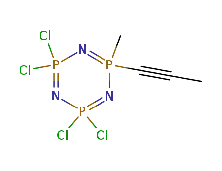 Molecular Structure of 77217-53-9 (1,3,5,2,4,6-Triazatriphosphorine,
2,2,4,4-tetrachloro-2,2,4,4,6,6-hexahydro-6-methyl-6-(1-propynyl)-)