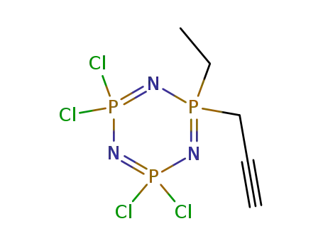 Molecular Structure of 77217-46-0 (1,3,5,2,4,6-Triazatriphosphorine,
2,2,4,4-tetrachloro-6-ethyl-2,2,4,4,6,6-hexahydro-6-(2-propynyl)-)