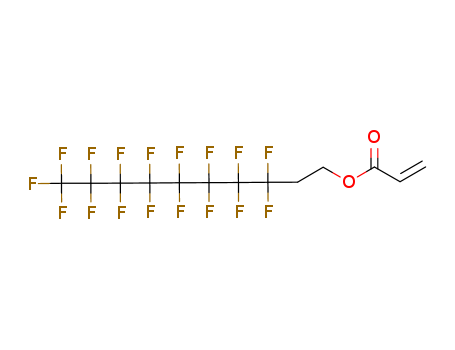 27905-45-9,1H,1H,2H,2H-Heptadecafluorodecyl acrylate,Acrylicacid, 3,3,4,4,5,5,6,6,7,7,8,8,9,9,10,10,10-heptadecafluorodecyl ester (8CI);(Perfluorooctyl)ethyl acrylate;1,1,2,2-Tetrahydroperfluorodecyl acrylate;1H,1H,2H,2H-Perfluorodecylpropenoate;1H,H,2H,2H-Perfluorodecyl acrylate;2-(Perfluorooctyl)ethylacrylate;AC 800;AE 800;Cheminox FAAC;Cheminox FAAC 8;Fluowet AC 800;Fluowet AE 800;Foralkyl AC 8;Foralkyl AC 8N;Light Acrylate FA 108;R1820 (ester);V 17F;V-17V;Viscoat 17F;Viscoat 17V;Zonyl TA-N;
