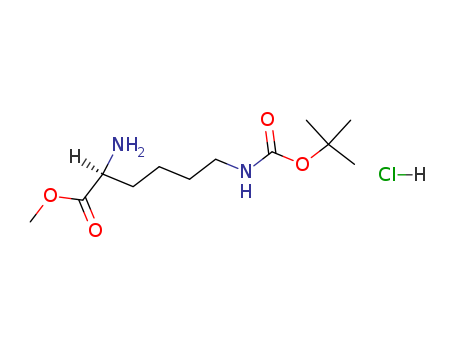 2389-48-2,N-Boc-L-lysine methyl ester hydrochloride,L-Lysine,N6-[(1,1-dimethylethoxy)carbonyl]-, methyl ester, monohydrochloride (9CI);Lysine, N6-carboxy-, N-tert-butyl methyl ester, monohydrochloride, L-(6CI,7CI,8CI); Methyl (2S)-2-amino-6-[(tert-butoxycarbonyl)amino]hexanoatehydrochloride; Ne-BOC-L-lysinemethyl ester hydrochloride; Ne-tert-Butoxycarbonyllysine methyl ester hydrochloride