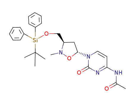 1-[(1'RS,4'RS)-(4'-((tert-butyldiphenylsilyloxy)methyl)-3'-methyl)-2'-oxa-3'-azacyclopent-1'-yl]-4-(acetylamino)-2-oxo-1,2-dihydropyrimidine
