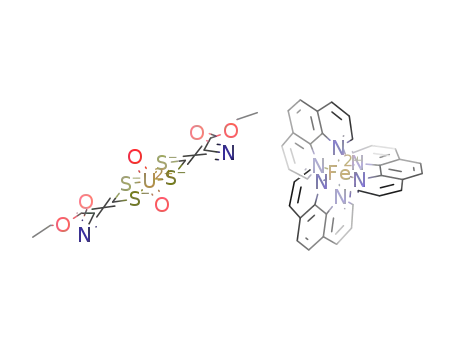 tris(1,10-phenanthroline)iron(II) bis(1-ethoxycarbonyl-1-cyanoethylene-2,2-dithiolato)dioxouranate(VI)