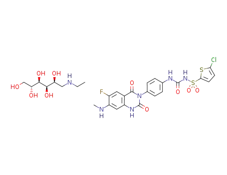 [4-(6-chloro-7-methylamino-2,4-dioxo-1,4-dihydro-2H-quinazolin-3-yl)-phenyl]-5-chloro-thiophen-2-yl-sulfonylurea N-ethylglucamine salt