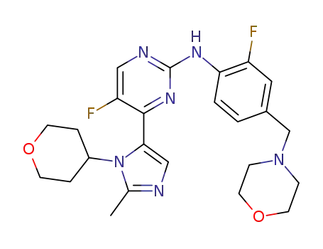 5-fluoro-N-(2-fluoro-4-(morpholinomethyl)phenyl)-4-(2-methyl-1-(tetrahydro-2H-pyran-4-yl)-1H-imidazol-5-yl)pyrimidin-2-amine