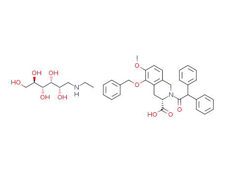 (S)-2-(diphenylacetyl)-1,2,3,4-tetrahydro-6-methoxy-5-(phenylmethoxy)-3-isoquinoline carboxylic acid, N-ethylglucamine salt