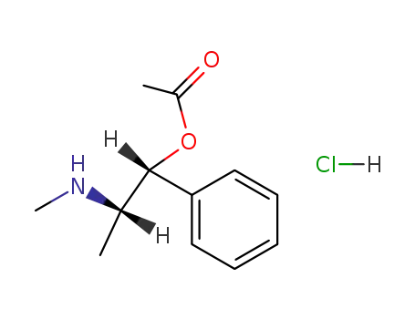 Molecular Structure of 14383-62-1 (Benzenemethanol, a-[(1S)-1-(methylamino)ethyl]-,acetate (ester), hydrochloride, (aR)- (9CI))