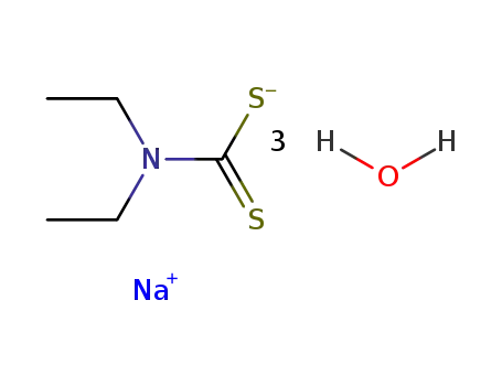 Molecular Structure of 20624-25-3 (Sodium diethyldithiocarbamate trihydrate)