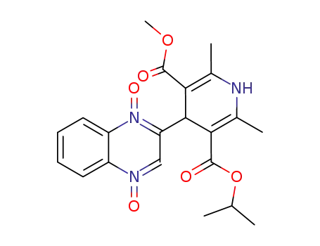 Molecular Structure of 138970-01-1 (3,5-Pyridinedicarboxylic acid,
4-(1,4-dioxido-2-quinoxalinyl)-1,4-dihydro-2,6-dimethyl-, methyl
1-methylethyl ester)