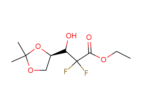 Molecular Structure of 928797-50-6 (Ethyl 3-(2,2-dimethyl-1,3-dioxolan-4-yl)-2,2-difluoro-3-hydroxypropionate)
