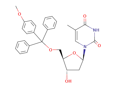 Molecular Structure of 42926-80-7 (Thymidine, 5'-O-[(4-methoxyphenyl)diphenylmethyl]-)