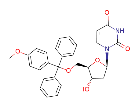 Molecular Structure of 70255-96-8 (Uridine, 2'-deoxy-5'-O-[(4-methoxyphenyl)diphenylmethyl]-)