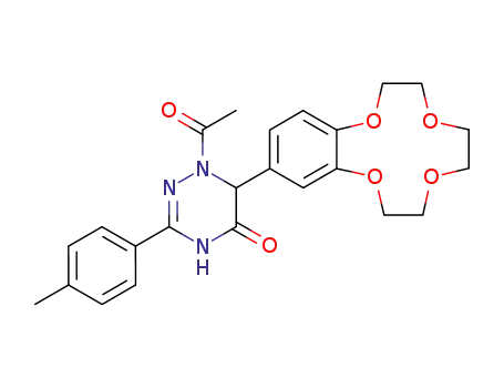 1-acetyl-6-(6,7,9,10,12,13-hexahydro-5,8,11,14-tetraoxa-benzocyclododecen-2-yl)-3-p-tolyl-1,6-dihydro-4H-[1,2,4]triazin-5-one