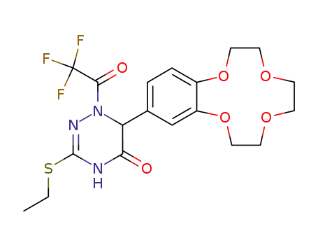 3-Ethylsulfanyl-6-(6,7,9,10,12,13-hexahydro-5,8,11,14-tetraoxa-benzocyclododecen-2-yl)-1-(2,2,2-trifluoro-acetyl)-1,6-dihydro-4H-[1,2,4]triazin-5-one