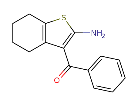 Molecular Structure of 4651-72-3 ((2-AMINO-4,5,6,7-TETRAHYDRO-BENZO[B]THIOPHEN-3-YL)-PHENYL-METHANONE)