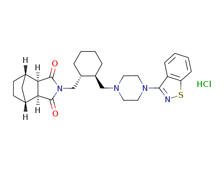 367514-88-3,Lurasidone hydrochloride,Lurasidone HCl;SM-13496;Latuda;N-(2-(4-(1,2-benzisothiazol-3-yl)-1-piperazinylmethyl)-1-cyclohexylmethyl)-2,3-bicyclo(2.2.1)heptanedicarboximide;CHEMBL1615372;SMP-13496;EX-3125;
