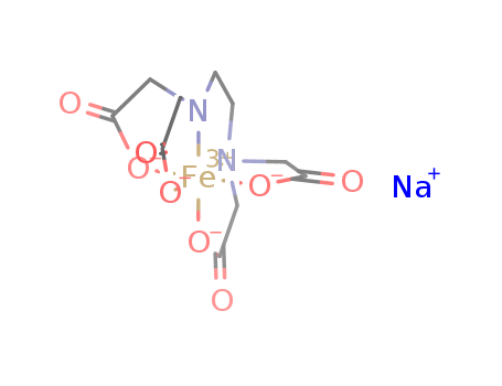 15708-41-5,EDTA ferric sodium salt,Ferrate(1-),[(ethylenedinitrilo)tetraacetato]-, sodium (8CI);Edathamil monosodium ferric salt;Ferisan;Ferrazone;Ferric sodium EDTA;Ferric sodiumethylenediaminetetraacetate;Ferrostrane;Iron monosodium EDTA;Iron sodium ethylenediaminetetraacetate;Monosodium ferric EDTA;NSC 5237;Sequestrene NaFe;Sodium (ethylenediaminetetraacetato)ferrate(1-);Sodiumferric EDTA;Sodium iron EDTA;Sybron;EDTA--Fe Na;