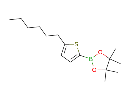 Molecular Structure of 917985-54-7 (2-(5-Hexyl-2-thienyl)-4,4,5,5-tetramethyl-1,3,2-dioxaborolane)