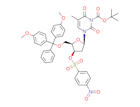 3-N-tert-butoxycarbonyl-(5'-O-(4,4'-dimethoxytriphenylmethyl)-2'-deoxy-3'-O-(4-nitrobenzenesulfonyl)-β-D-threo-pentofuranosyl)thymine