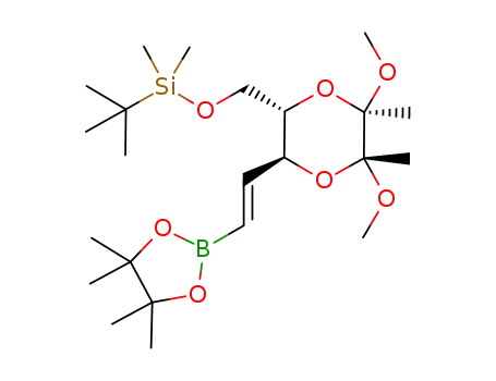 tert-butyl (((2S,3S,5R,6R)-5,6-dimethoxy-5,6-dimethyl-3-((E)-2-(4,4,5,5-tetramethyl-1,3,2-dioxaborolan-2-yl)vinyl)-1,4-dioxan-2-yl)methoxy)dimethylsilane