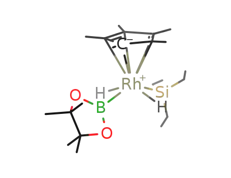 trans-η5-pentamethylcyclopentadienyl(dihydrido)(triethylsilyl-κSi)(4,5-dihydro-4,4,5,5-tetramethyl-1,3,2-dioxaborole-κB)rhodium(III)