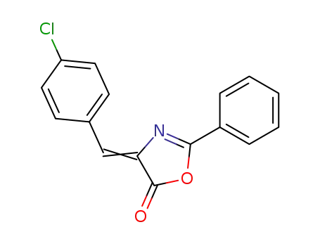 Molecular Structure of 15601-44-2 (4-(4-chlorobenzylidene)-2-phenyl-1,3-oxazol-5(4H)-one)