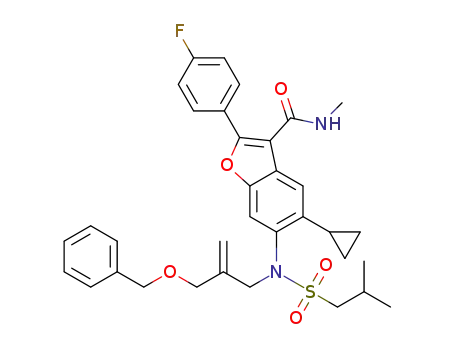 6-(N-(2-(benzyloxymethyl)allyl)-2-methylpropylsulfonamido)-5-cyclopropyl-2-(4-fluorophenyl)-N-methylbenzofuran-3-carboxamide