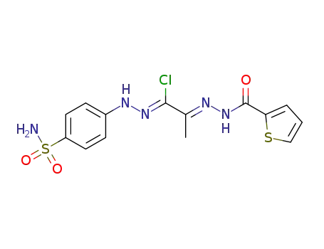 (1Z,2E)-N'-(4-sulfamoylphenyl)-2-(2-(thiophene-2-carbonyl)hydrazono)propanehydrazonoyl chloride