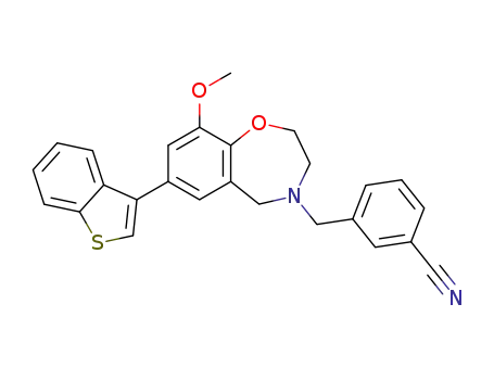 3-((7-(benzo[b]thiophen-3-yl)-9-methoxy-2,3-dihydrobenzo[f ][1,4]oxazepin-4(5H)-yl)methyl)benzonitrile