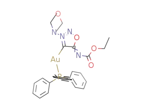 (N3-morpholinyl-N6-ethoxycarbonyl-sydnonimine-4-yl)(triphenylphosphine)gold(I)