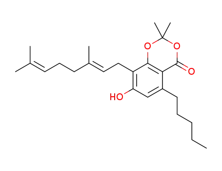 (E)-8-(3,7-dimethylocta-2,6-dien-1-yl)-7-hydroxy-2,2-dimethyl-5-pentyl-4H-benzo[d][1,3]dioxin-4-one
