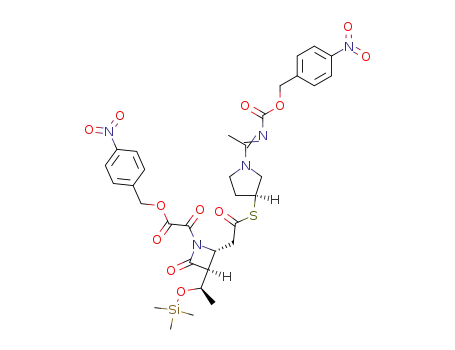 [(2R,3S)-2-((S)-1-{1-[(E)-4-Nitro-benzyloxycarbonylimino]-ethyl}-pyrrolidin-3-ylsulfanylcarbonylmethyl)-4-oxo-3-((R)-1-trimethylsilanyloxy-ethyl)-azetidin-1-yl]-oxo-acetic acid 4-nitro-benzyl ester
