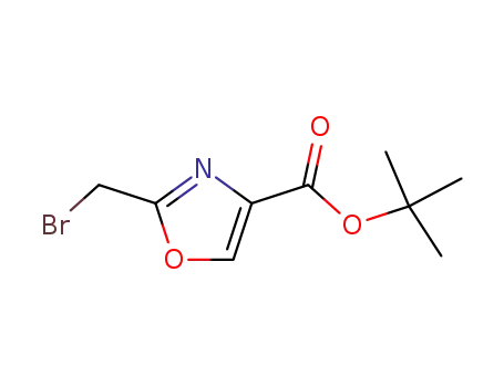 Molecular Structure of 87027-39-2 (4-Oxazolecarboxylic acid, 2-(bromomethyl)-, 1,1-dimethylethyl ester)