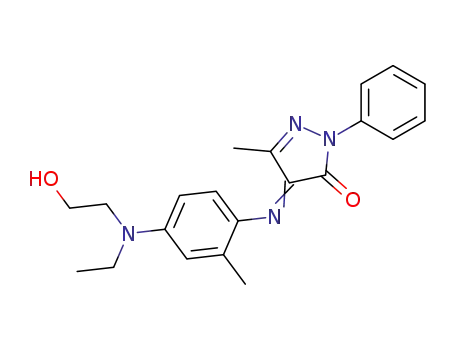 Molecular Structure of 104525-76-0 (3H-Pyrazol-3-one,
4-[[4-[ethyl(2-hydroxyethyl)amino]-2-methylphenyl]imino]-2,4-dihydro-5-
methyl-2-phenyl-)