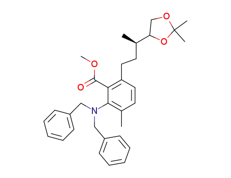 2-(dibenzylamino)-3-methyl-6-(3(R)-methyl-4,5-O-isopropylidenepentyl)benzoic acid methyl ester