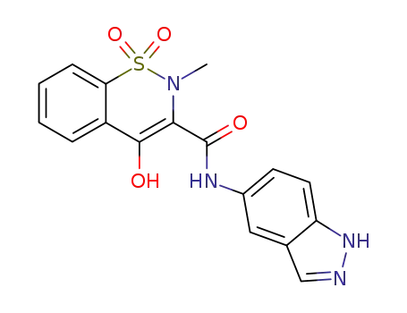 2-methyl-1,1,4-trioxo-1,2,3,4-tetrahydro-1λ6-benzo[e][1,2]thiazine-3-carboxylic acid 1(2)H-indazol-5-ylamide