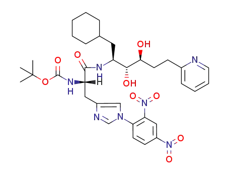 N-im-(2,4-dinitrophenyl)-L-histidyl>-(2S,3R,4S)-1-cyclohexyl-3,4-dihydroxy-6-(2-pyridyl)hexan-2-amine