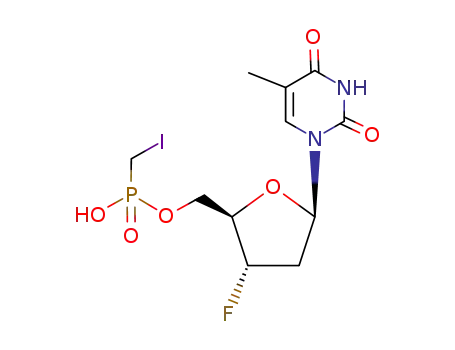 Iodomethyl-phosphonic acid mono-[(2R,3S,5R)-3-fluoro-5-(5-methyl-2,4-dioxo-3,4-dihydro-2H-pyrimidin-1-yl)-tetrahydro-furan-2-ylmethyl] ester