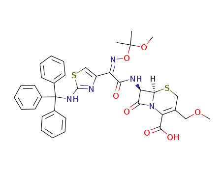 (6R,7R)-3-Methoxymethyl-7-{2-[(Z)-1-methoxy-1-methyl-ethoxyimino]-2-[2-(trityl-amino)-thiazol-4-yl]-acetylamino}-8-oxo-5-thia-1-aza-bicyclo[4.2.0]oct-2-ene-2-carboxylic acid