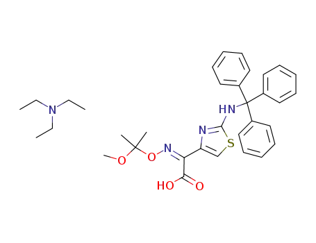 [(Z)-1-Methoxy-1-methyl-ethoxyimino]-[2-(trityl-amino)-thiazol-4-yl]-acetic acid; compound with triethyl-amine