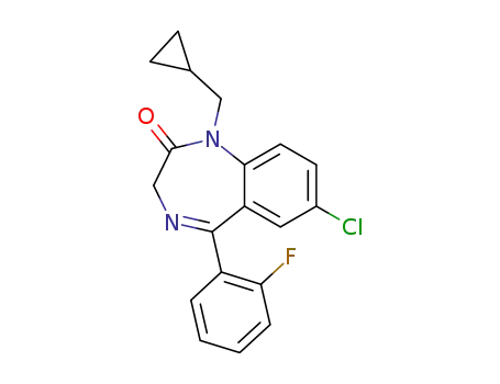 Molecular Structure of 25967-29-7 (2H-1,4-BENZODIAZEPIN-2-ONE, 7-CHLORO-1-(CYCLOPROPYLMETHYL)-5-(2-FLUOROPHENYL)-1,3-DIHYDRO-)